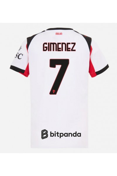 AC Milan Santiago Gimenez #7 Jalkapallovaatteet Naisten Vieraspaita 2025-26 Lyhythihainen AC Milan Santiago Gimenez #7 Jalkapallovaatteet Naisten Vieraspaita 2025-26 Lyhythihainen